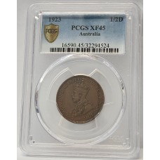 AUSTRALIA 1923 . HALF 1/2  PENNY . PCGS XF45